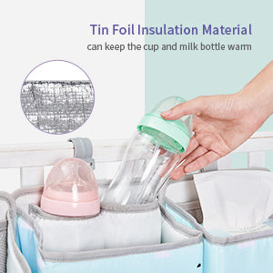 Sunveno Baby Storage Organizer Crib Hanging Storage Bag Caddy Organizer for Baby Essentials Bedding Set Diaper Storage Bag